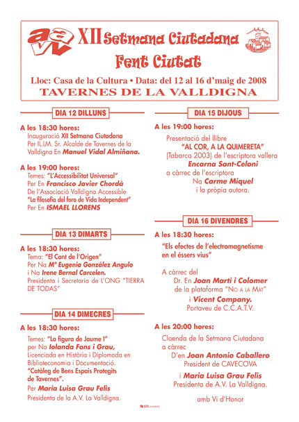 XII Setmana Ciutadana de l'Associaci� de Ve�ns la Valldigna